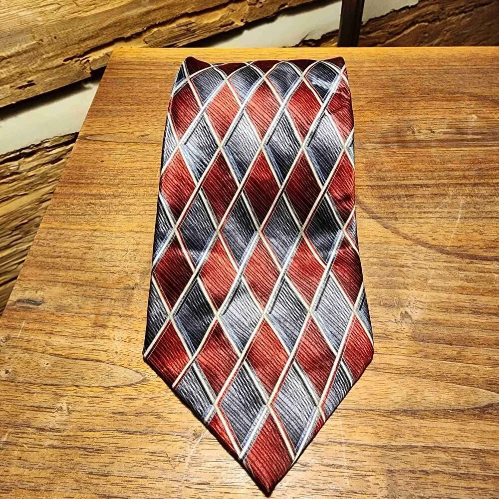 Stafford Multicolor Argyle Pattern Diamond‎ Necktie (Set of Two) 100% Silk